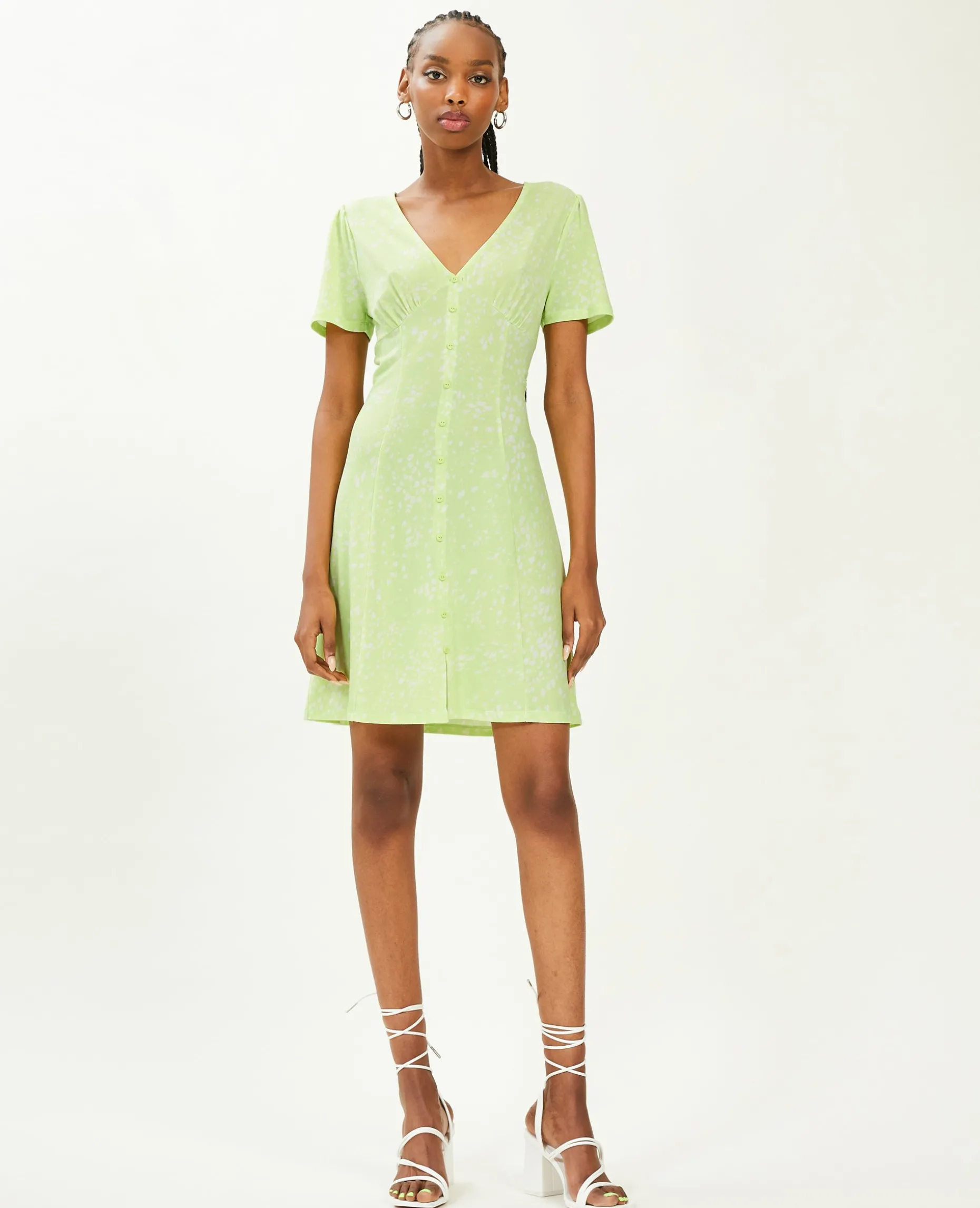 Robe Courte Avec Boutons - Vert