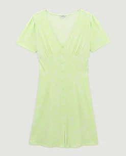 Robe Courte Avec Boutons - Vert