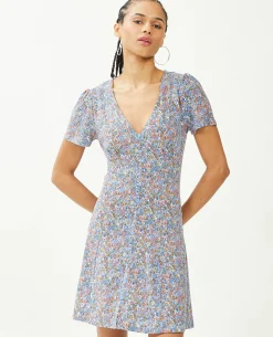 Robe Courte Avec Boutons - Bleu