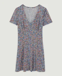 Robe Courte Avec Boutons - Bleu