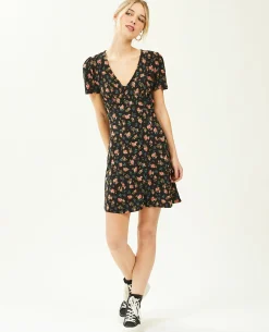 Robe Courte Avec Boutons - Gris