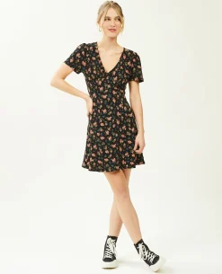 Robe Courte Avec Boutons - Gris