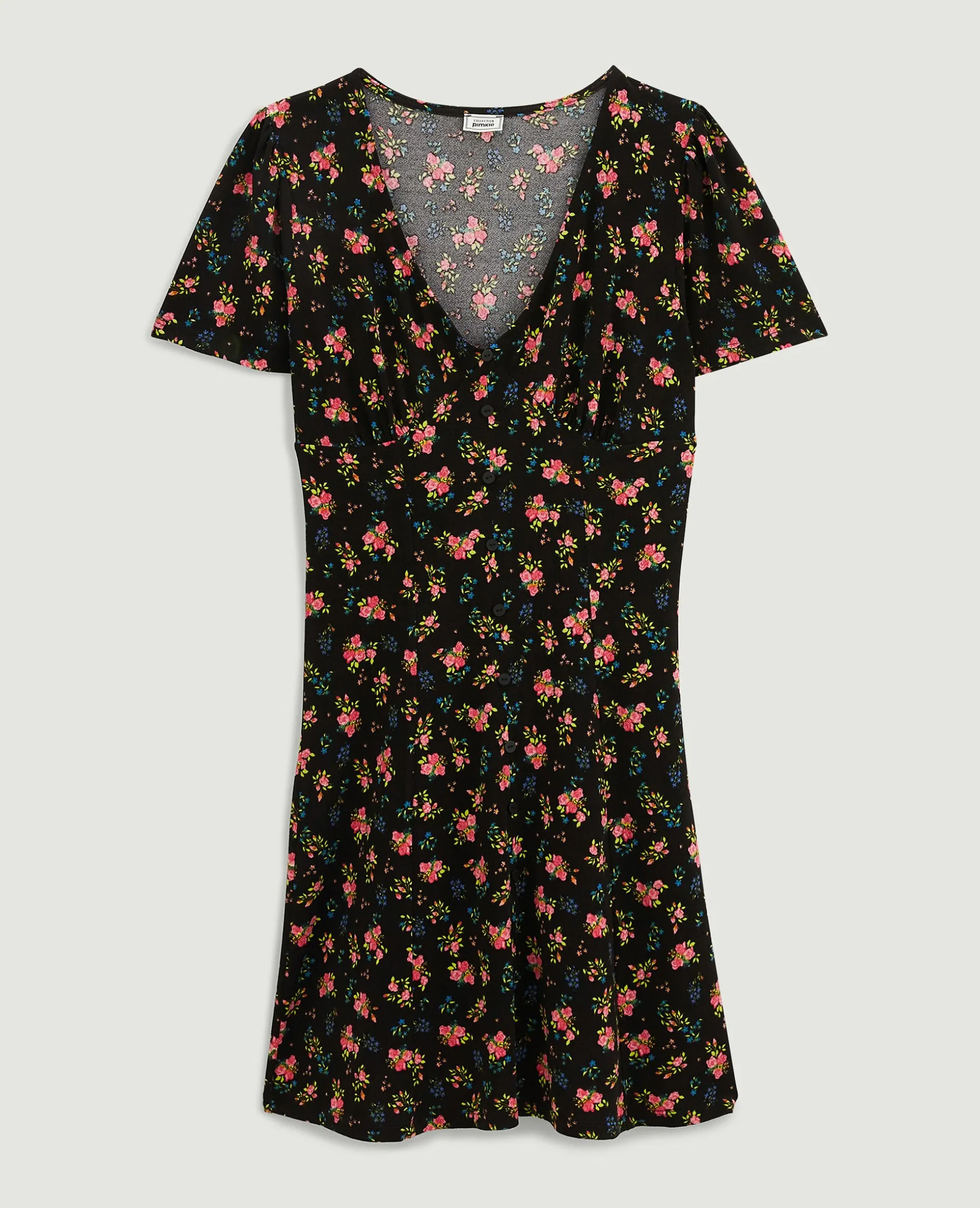 Robe Courte Avec Boutons - Gris