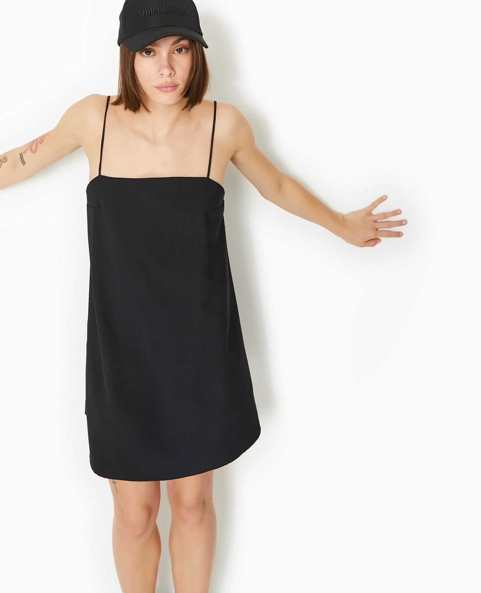 Robe Courte Avec Bretelles à Nouer - Noir