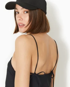 Robe Courte Avec Bretelles à Nouer - Noir