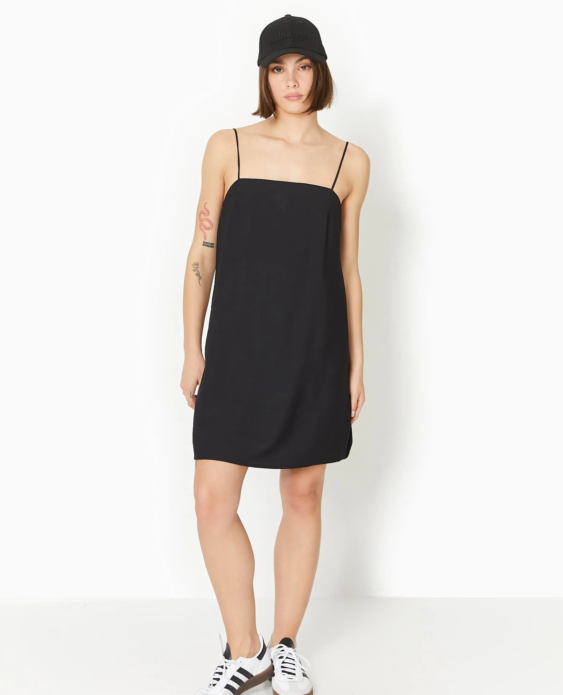 Robe Courte Avec Bretelles à Nouer - Noir