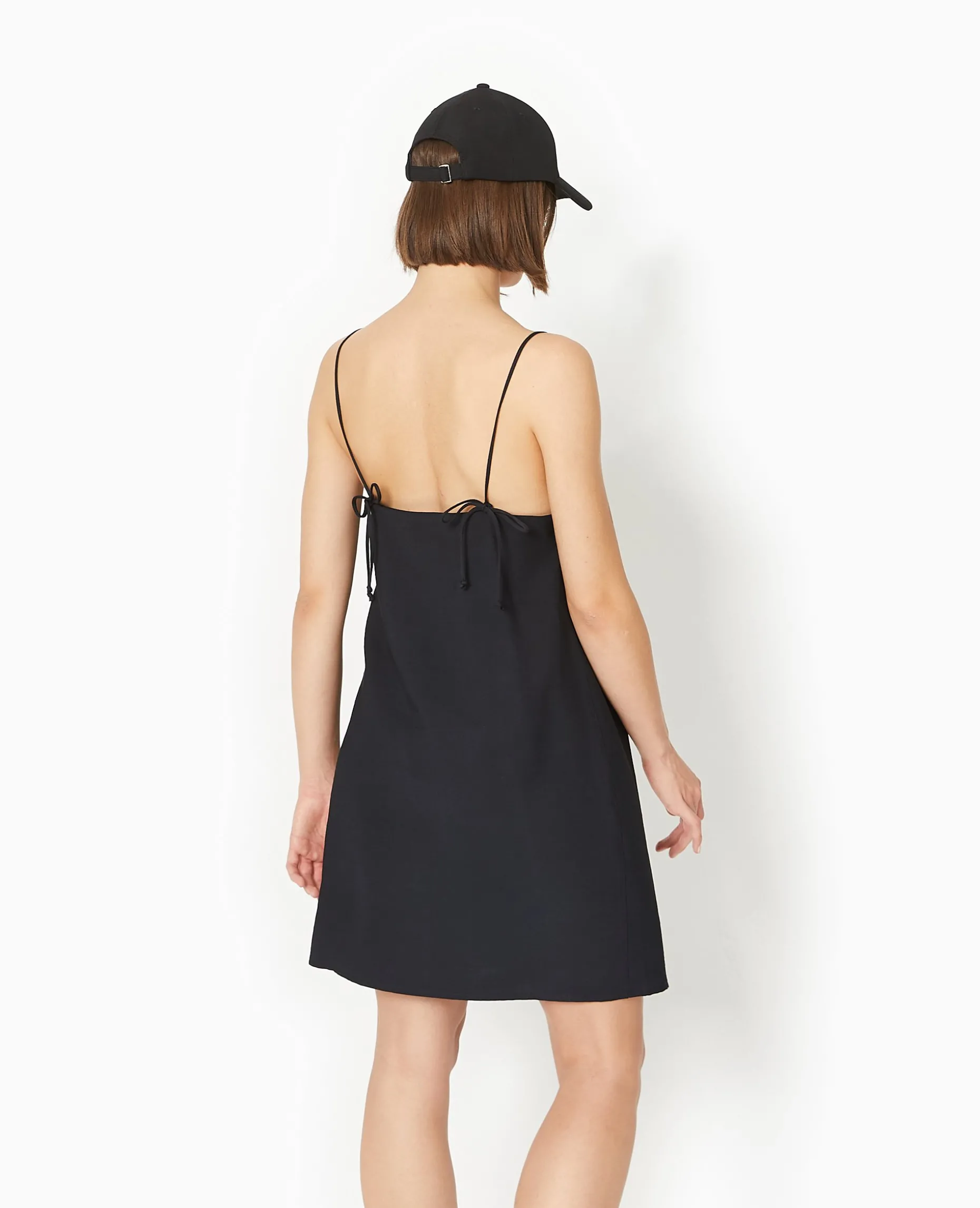 Robe Courte Avec Bretelles à Nouer - Noir