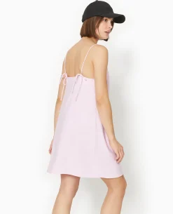 Robe Courte Avec Bretelles à Nouer - Rose Poudré