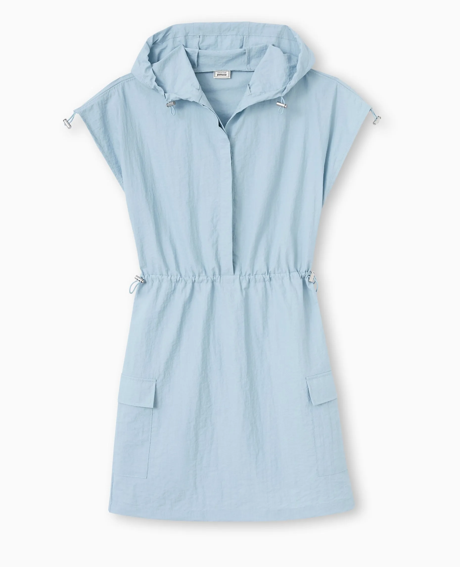 Robe Courte Boutonnée Avec Liens Et Stoppeurs - Bleu