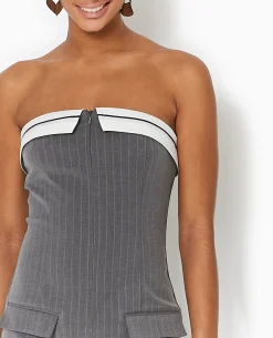 Robe Courte Bustier Avec Détail Tailoring - Gris Foncé