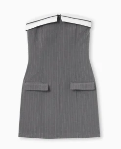 Robe Courte Bustier Avec Détail Tailoring - Gris Foncé