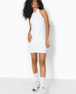 Robe Courte Dos-nu Avec Col - Blanc