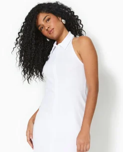 Robe Courte Dos-nu Avec Col - Blanc