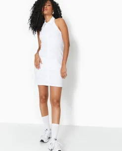 Robe Courte Dos-nu Avec Col - Blanc