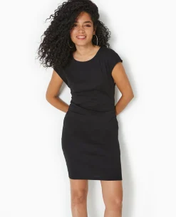 Robe Courte Sans Manches Avec Fronces Côtés - Noir