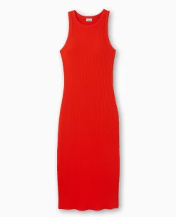Robe Débardeur Maille Côtelée - Rouge