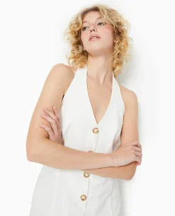 Robe Dos-nu Esprit Gilet De Barman - Blanc
