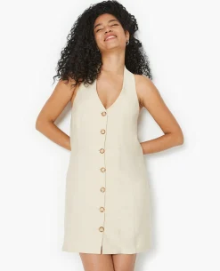 Robe Dos-nu Esprit Gilet De Barman - Beige