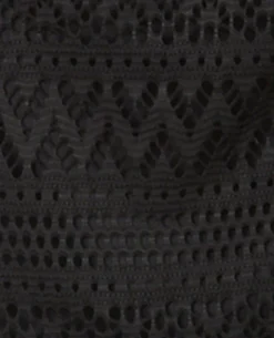 Robe Longue Asymétrique En Maille Façon Dentelle - Noir
