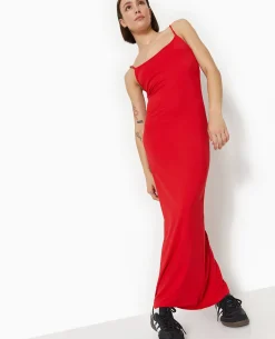 Robe Longue Avec Fines Bretelles - Rouge