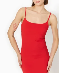 Robe Longue Avec Fines Bretelles - Rouge