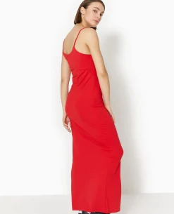 Robe Longue Avec Fines Bretelles - Rouge
