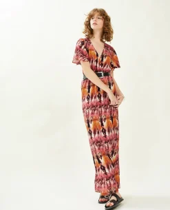 Robe Longue Encolure Croisée - Rouge