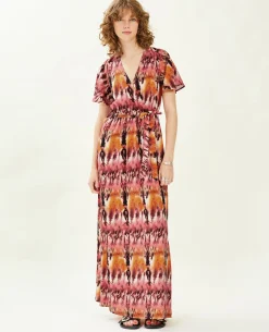 Robe Longue Encolure Croisée - Rouge