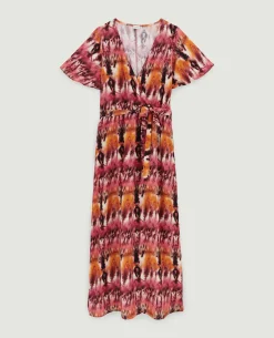 Robe Longue Encolure Croisée - Rouge