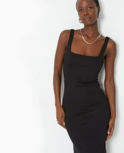 Robe Longue Et Moulante En Maille - Noir