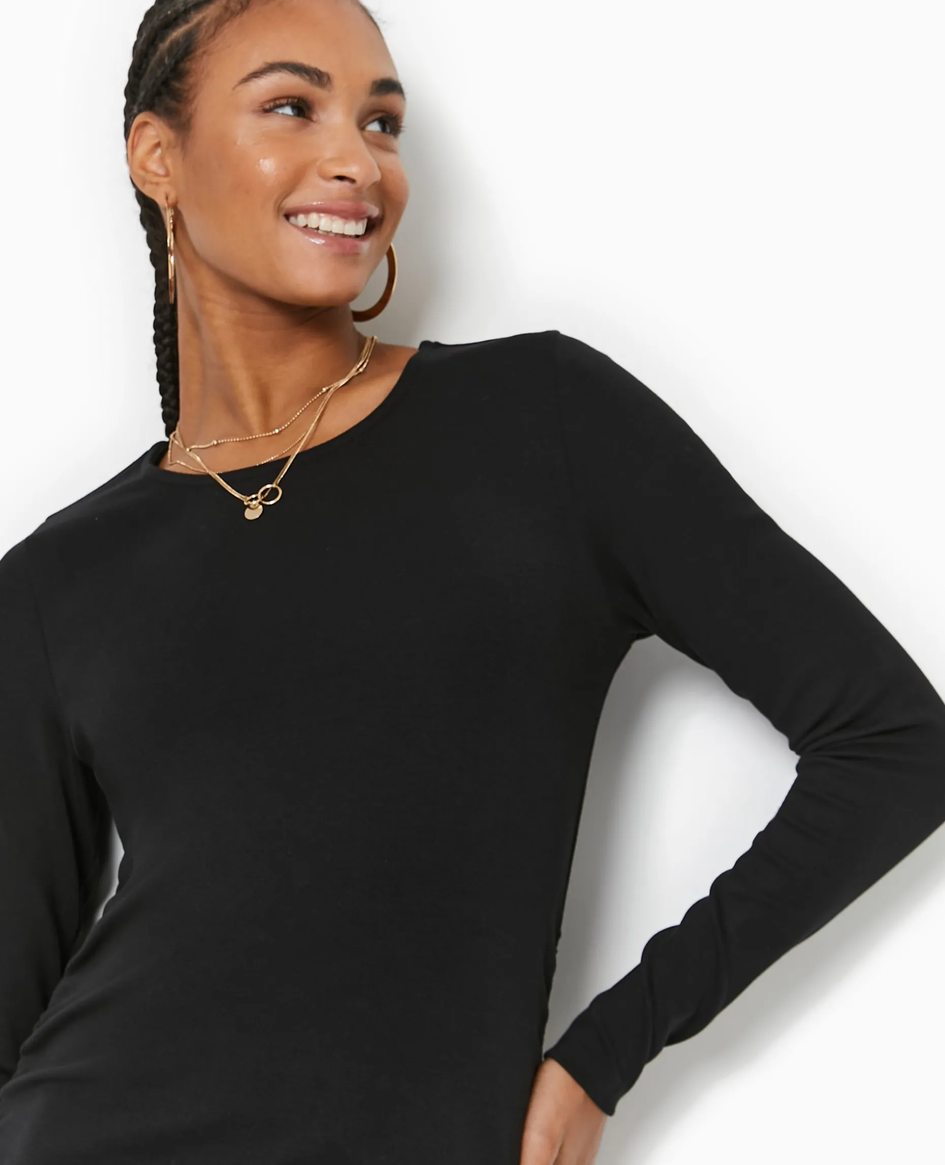 Robe Longue Moulante Avec Fronces Côtés - Noir