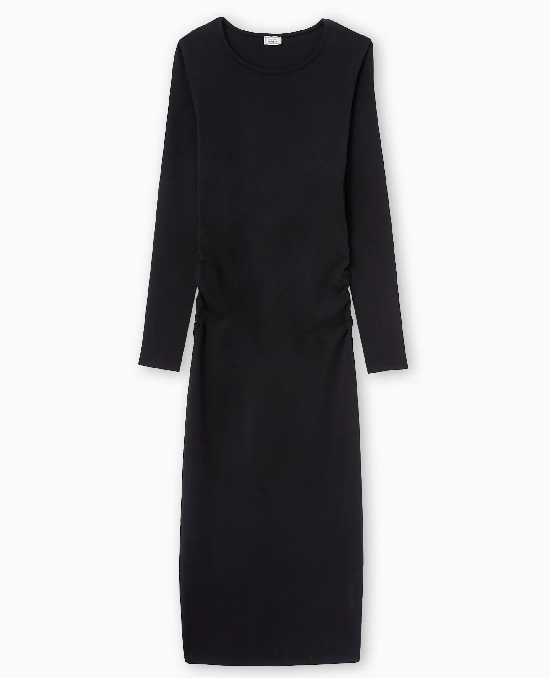 Robe Longue Moulante Avec Fronces Côtés - Noir