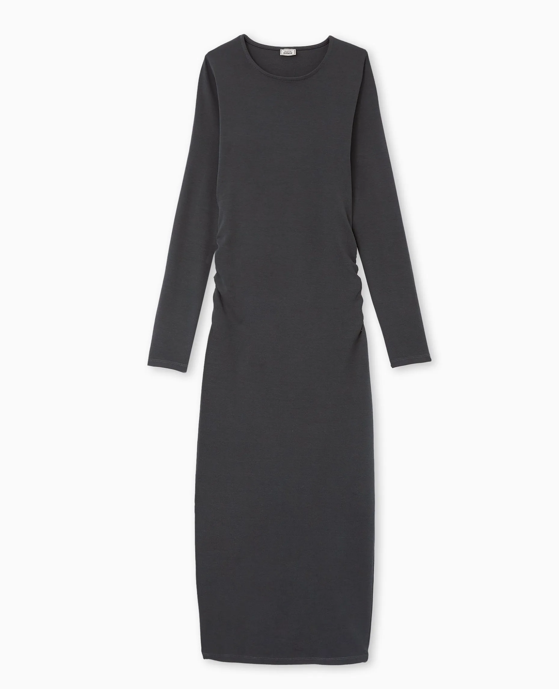 Robe Longue Moulante Avec Fronces Côtés - Gris Foncé