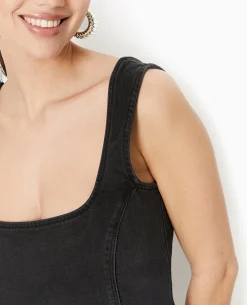 Robe Moulante En Jean Stretch - Noir