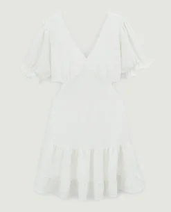 Robe Volantée Dos-nu - Blanc