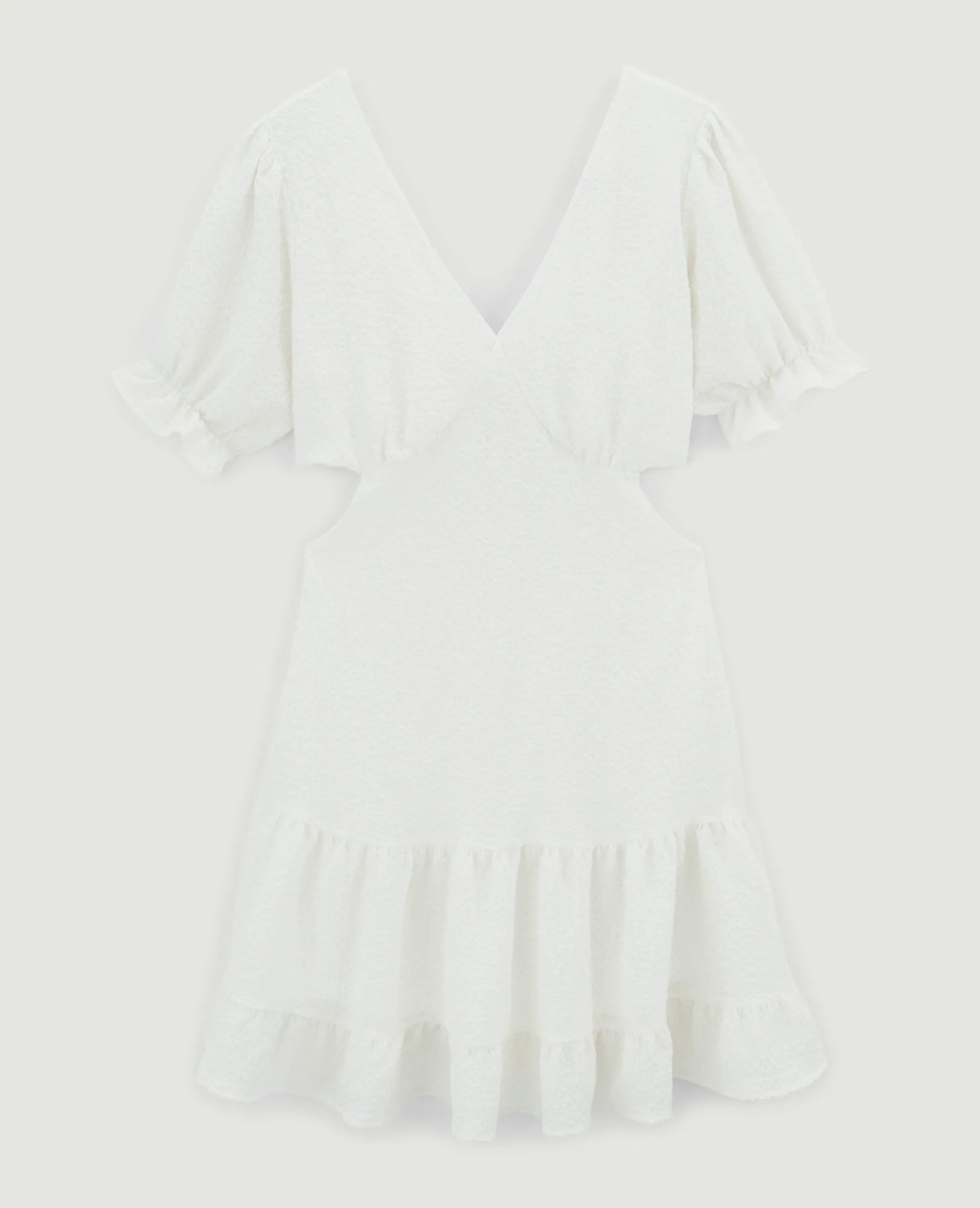 Robe Volantée Dos-nu - Blanc