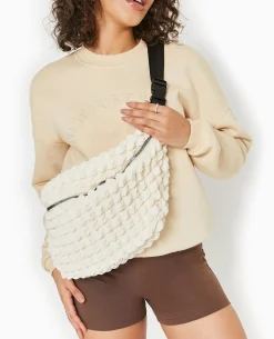 Sac Banane XXL En Tissu Texturé Gaufré - écru