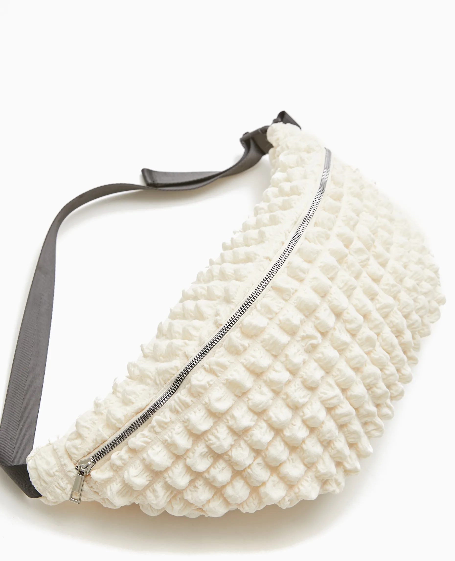 Sac Banane XXL En Tissu Texturé Gaufré - écru