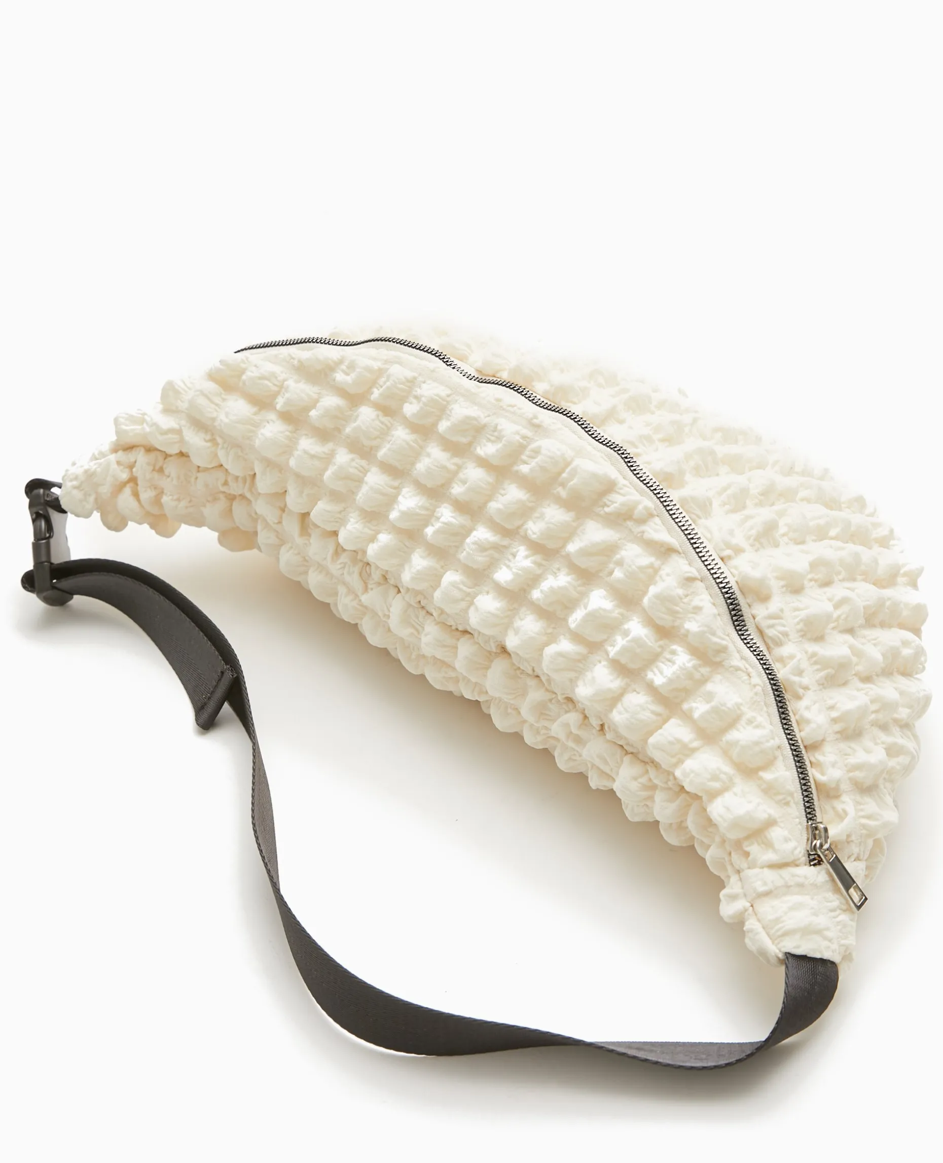 Sac Banane XXL En Tissu Texturé Gaufré - écru