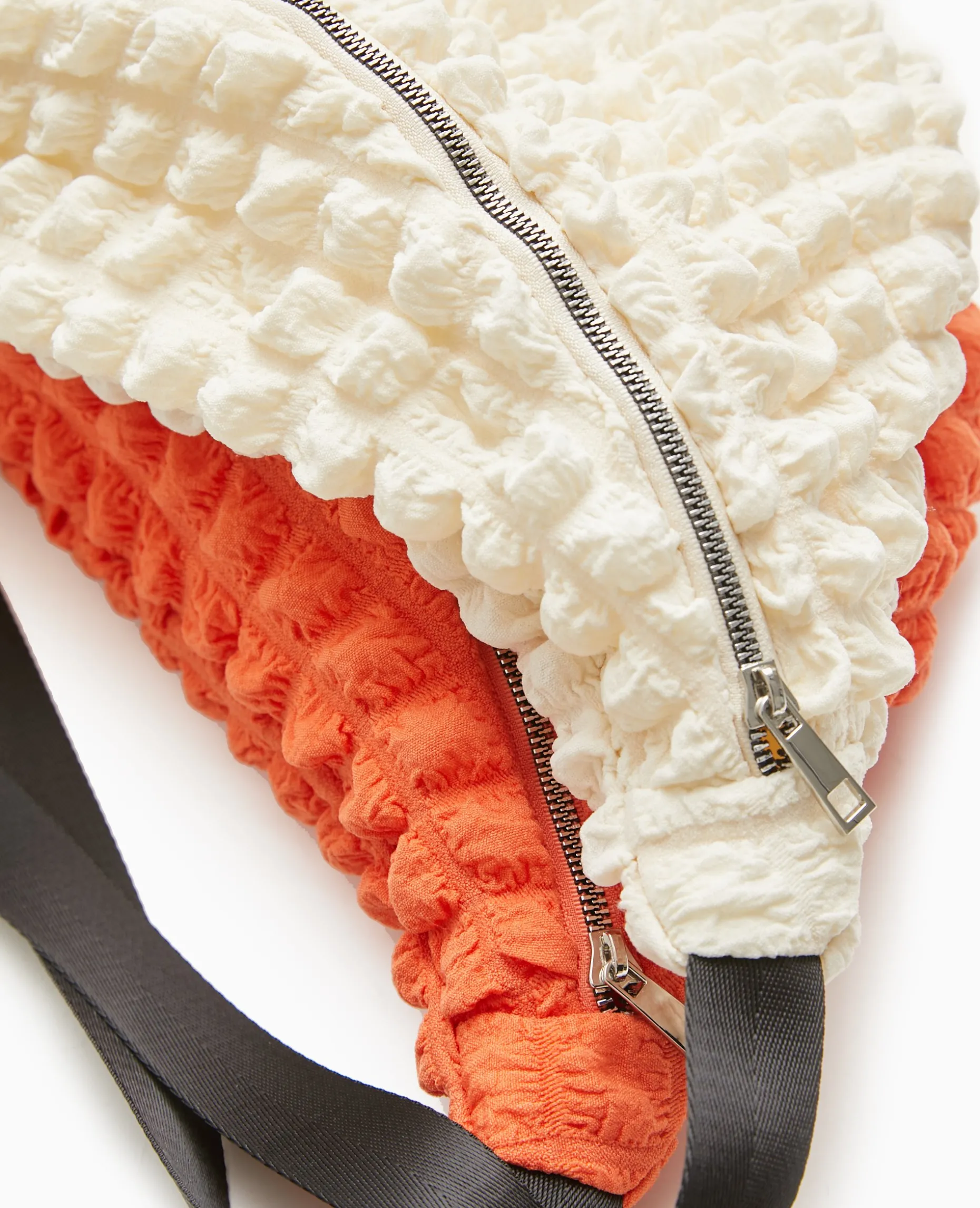 Sac Banane XXL En Tissu Texturé Gaufré - écru
