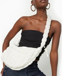 Sac Besace En Tissu Matelassé - écru