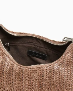 Sac Demi-lune En Raphia - Marron