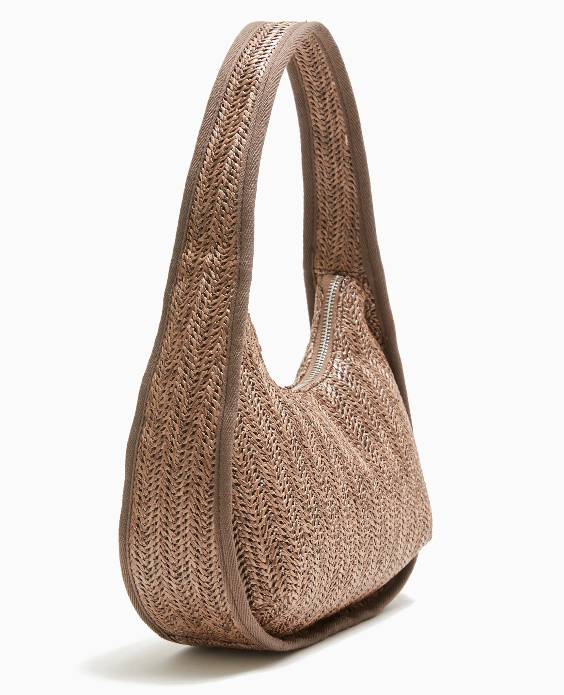 Sac Demi-lune En Raphia - Marron