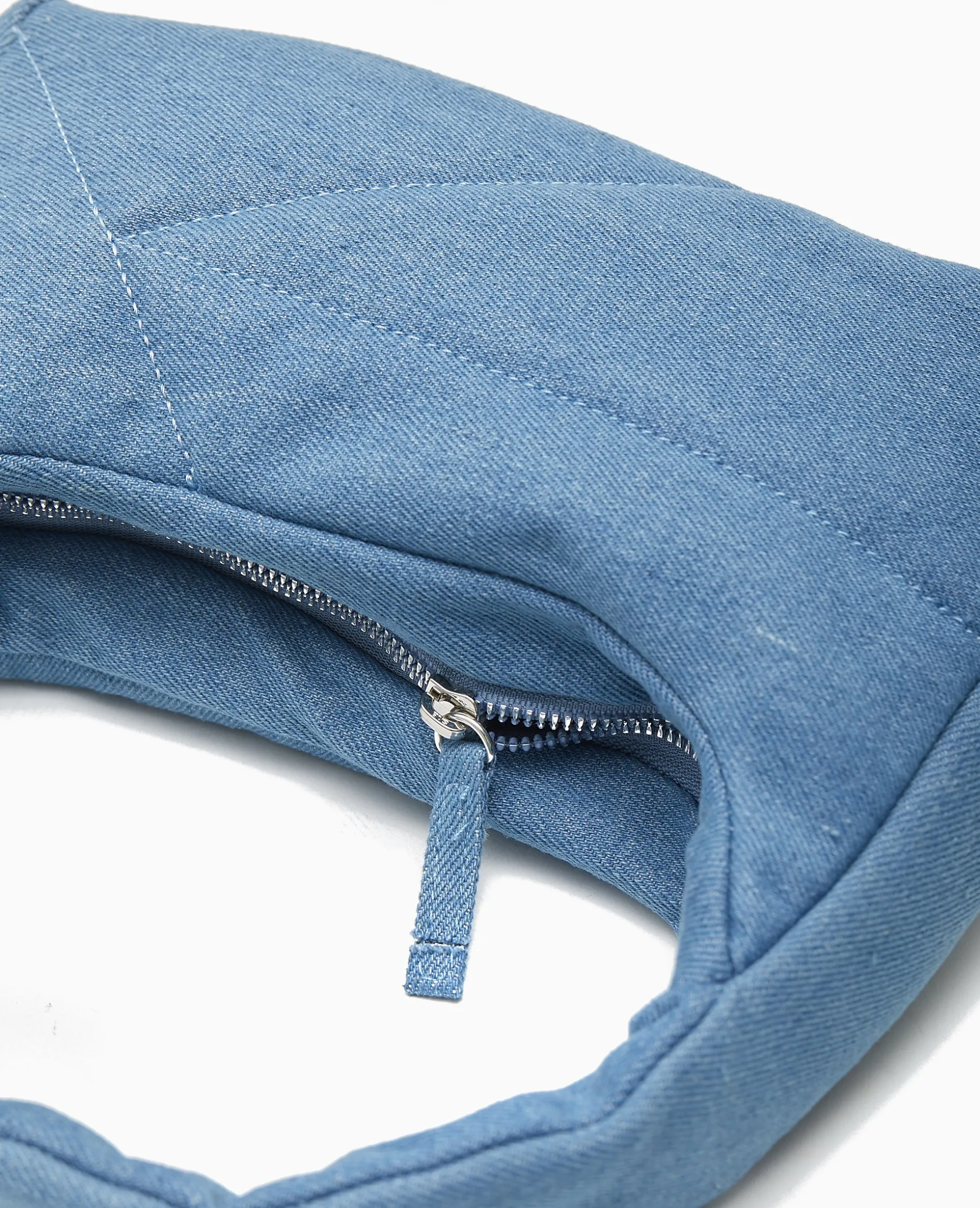 Sac Effet Jean Matelassé Porté épaule - Bleu