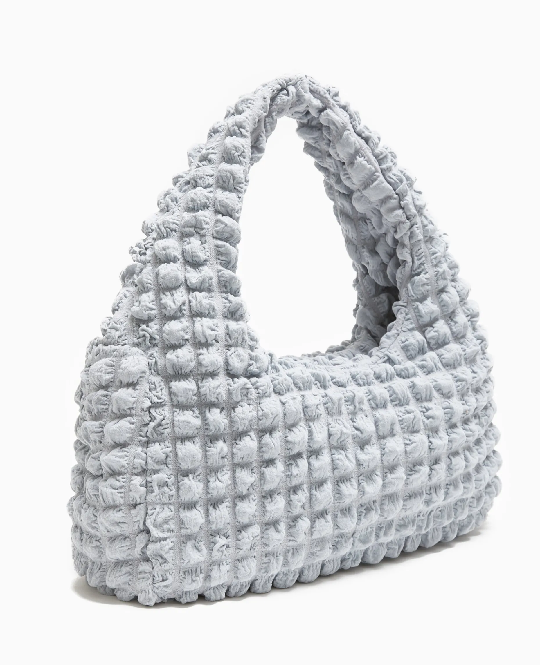 Sac Forme Lune En Tissu Reliéfé - Gris