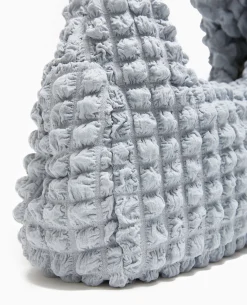Sac Forme Lune En Tissu Reliéfé - Gris