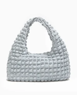 Sac Forme Lune En Tissu Reliéfé - Gris