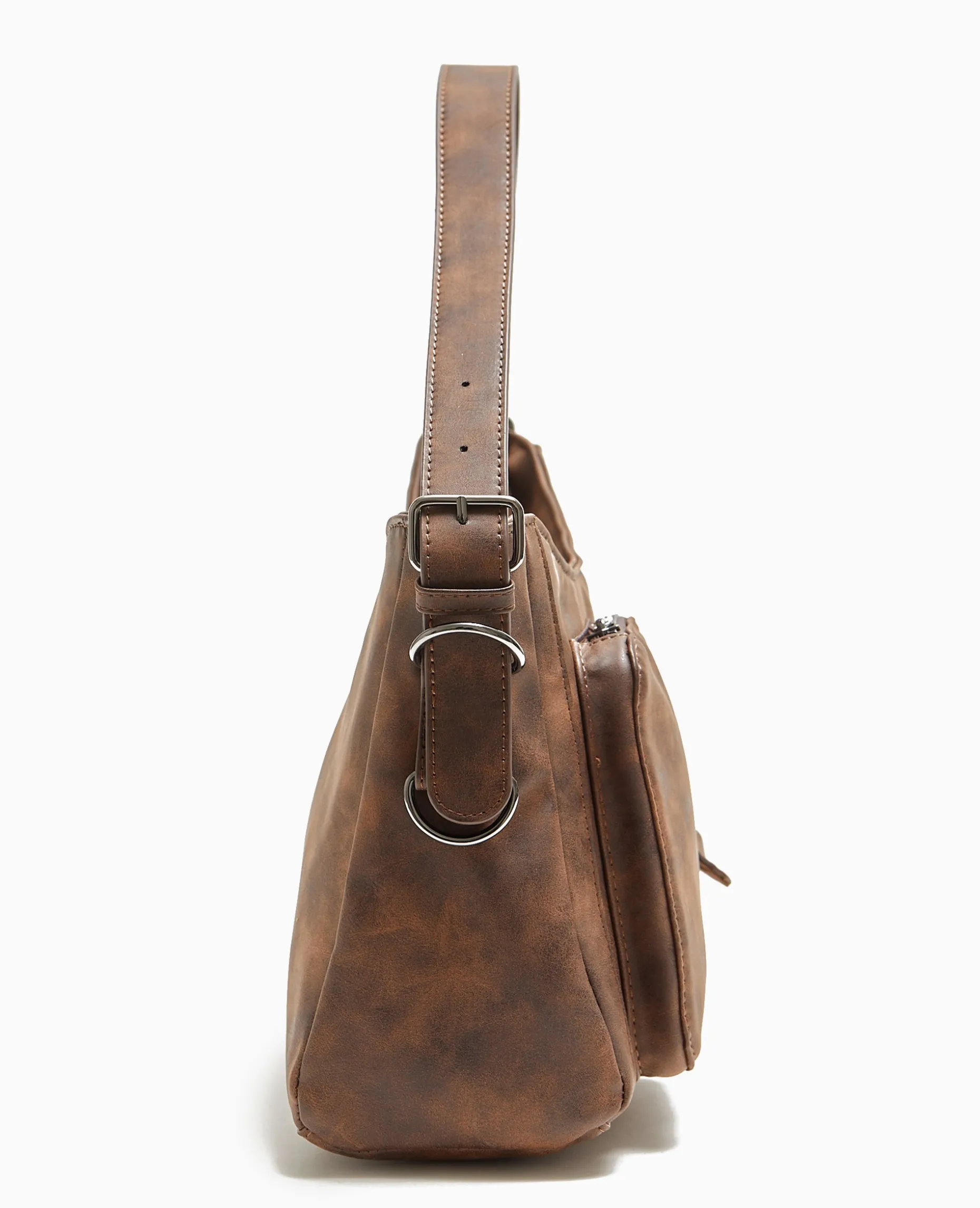 Sac Multipoche Effet Cuir Usé - Marron