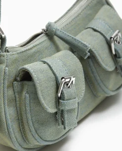 Sac Multipoche En Jean Effet Dirty - Bleu Clair
