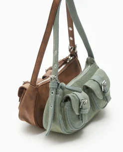 Sac Multipoche En Jean Effet Dirty - Bleu Clair